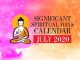 Significant Spiritual Days for July 2020