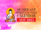 Significant Spiritual Days for November 2025